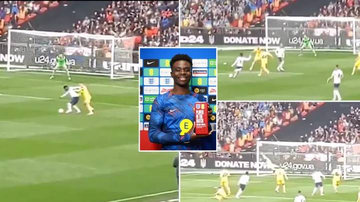 New footage of Bukayo Saka's stunning strike in England's victory over Ukraine emerges, his wondergoal gets better and better