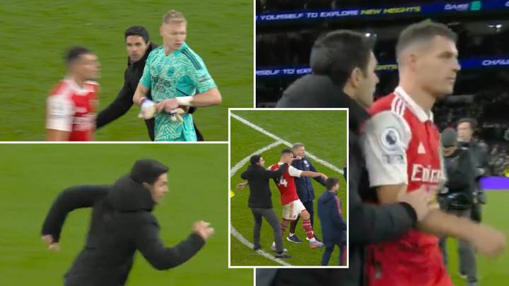 Mikel Arteta's terrified run to stop Granit Xhaka from fighting is already 2023's funniest moment
