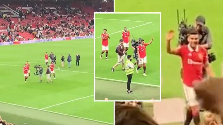 Man United fans serenaded Casemiro at the full-time whistle, he loved every minute of it