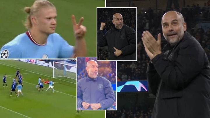 Pep Guardiola's hilarious reaction to Erling Haaland's second goal against FC Copenhagen says it all