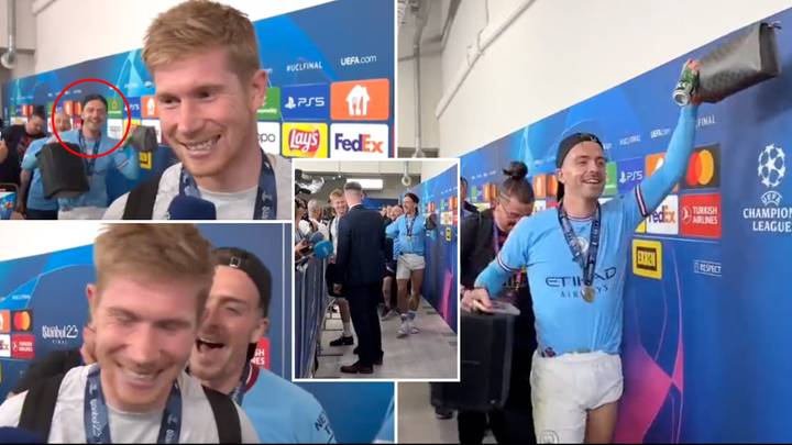 Jack Grealish gatecrashed Kevin De Bruyne's interview with his speaker, he's a national treasure