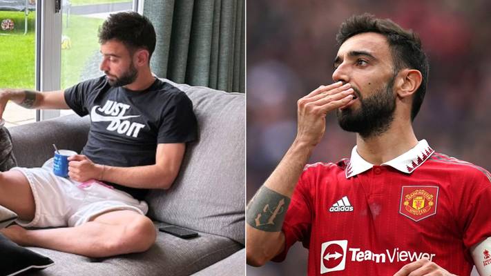Man Utd star Bruno Fernandes pictured alongside boot and crutches as injury concerns grow