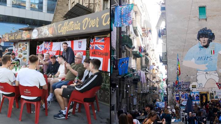 Police enforce strict rules on England fans to prevent trouble in Naples ahead of Italy game