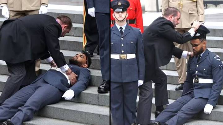 Soldier Collapses On Steps Of St Paul's During Queen's Platinum Jubilee