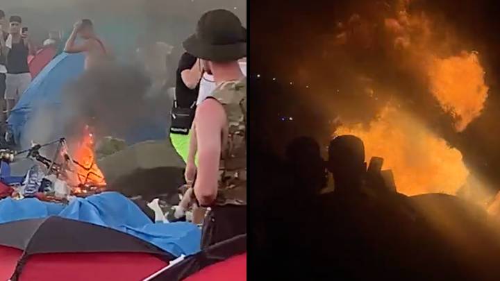 Reading Festival chaos as tents go up in flames