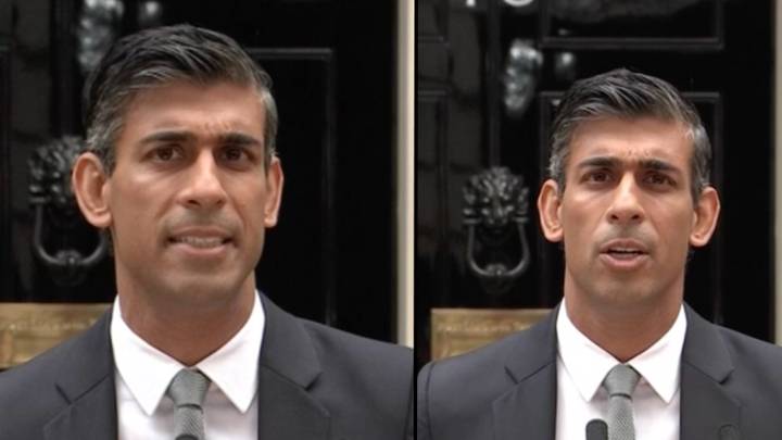 Rishi Sunak heckled by protesters playing 'I Predict a Riot' during first speech as PM