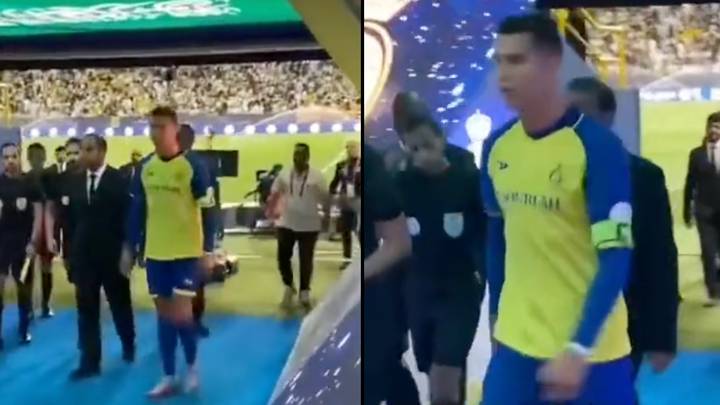Awkward moment when Cristiano Ronaldo ignores fan who tells him Lionel Messi is better