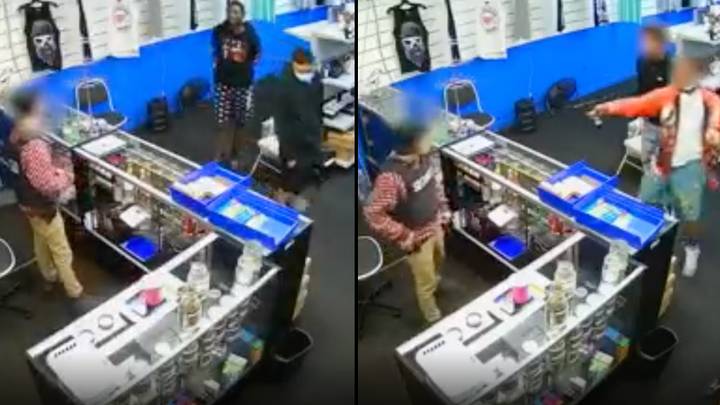 Shop Worker Takes On Four Armed Robbers And Wins In Astonishing CCTV Footage