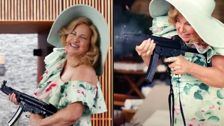 People are demanding Jennifer Coolidge become the next 007 after seeing her with a gun