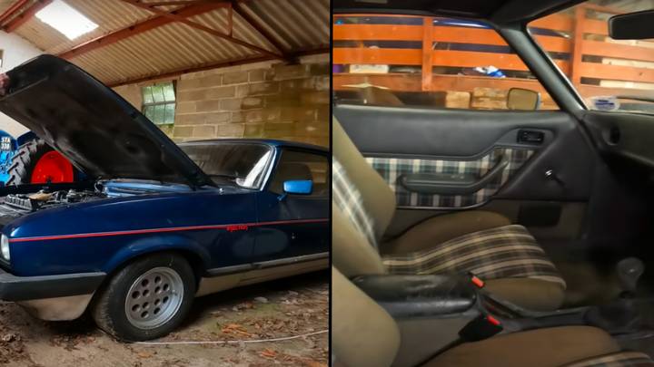 Man discovers 40-year-old Ford Capri inside barn