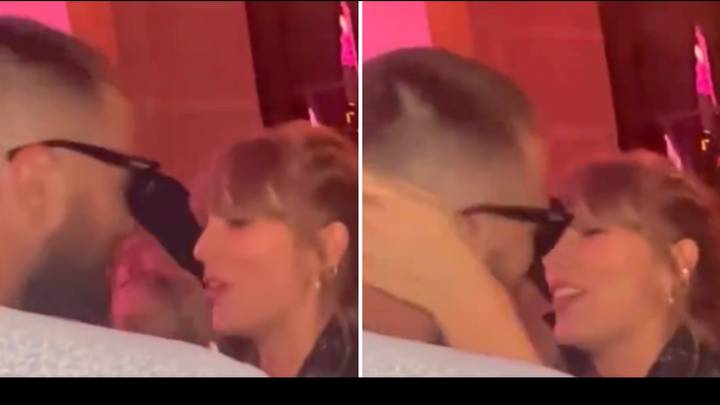 Fans catch adorable moment between Taylor Swift and Travis Kelce at Super Bowl party after win