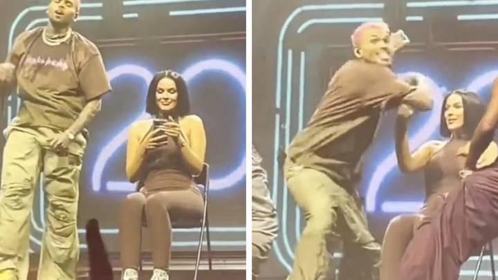 Chris Brown throws fan's phone into the crowd after she keeps using it while on stage