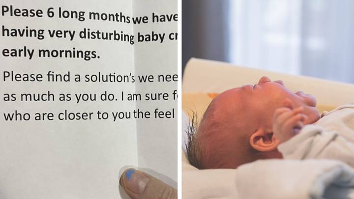 Mum left shocked by neighbour's note complaining about 'disturbing' crying baby