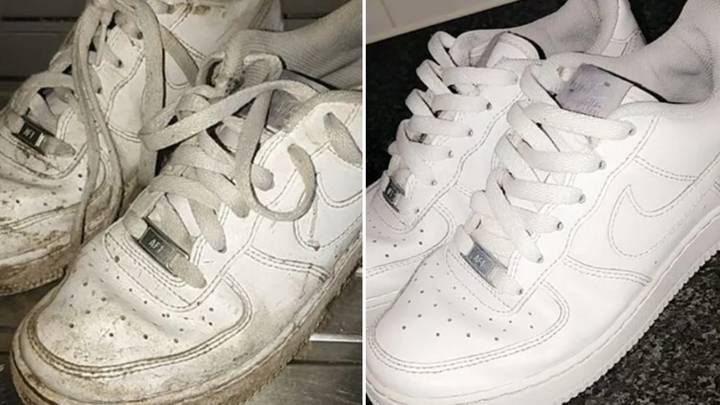 Woman shares how she gets filthy white trainers looking brand new again