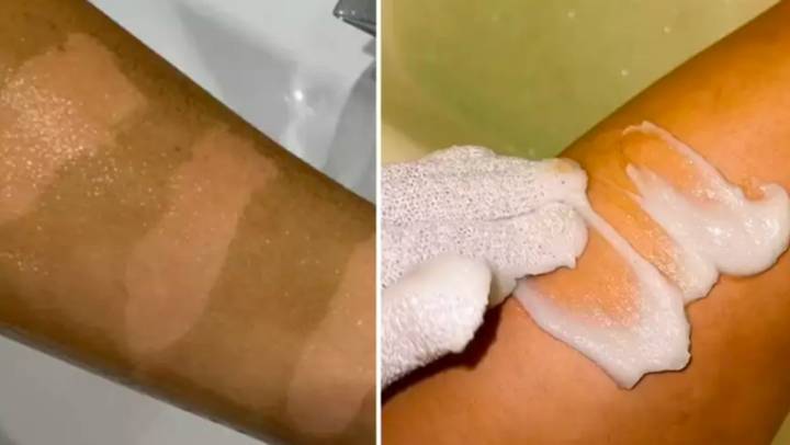 'Magic scrub' goes viral for removing fake tan in just 60 seconds