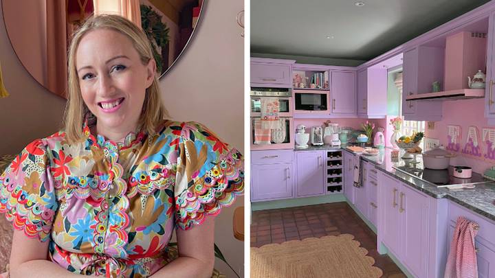 Woman praised for painting her kitchen appliances pink