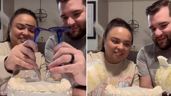Couple speechless after bakery filled cake with white icing instead of coloured frosting for gender reveal