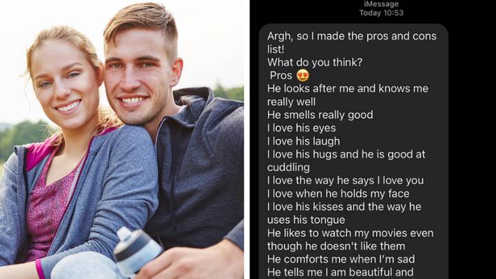 Woman accidentally sends boyfriend list of his 'pros and cons'