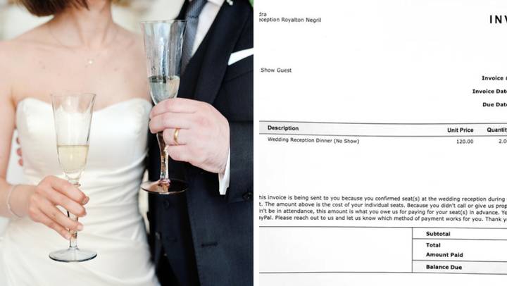 Couple spark debate with invoice for no-show wedding guests