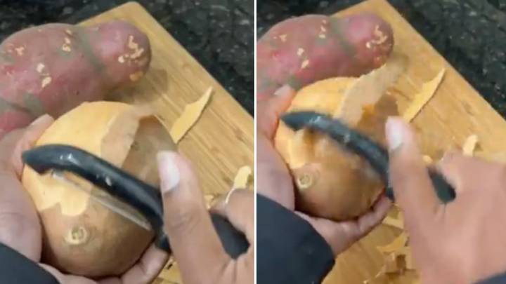 Woman leaves people baffled over how she peels potatoes