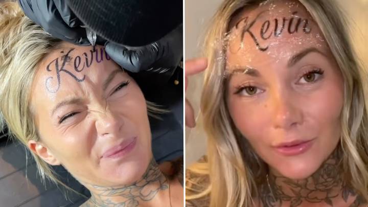 Woman defends getting boyfriend's name 'tattooed' across her forehead