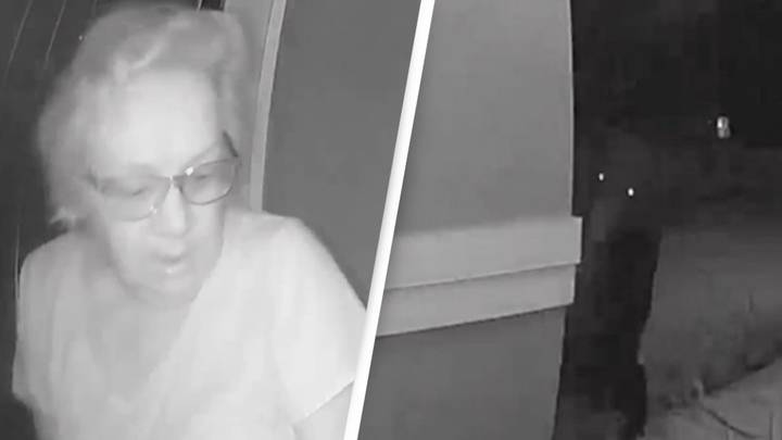 Doorbell camera captures terrifying moment elderly woman comes face-to-face with bear