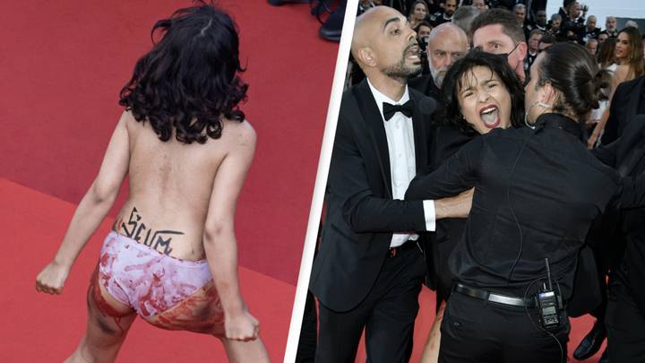 Topless Protester Storms Cannes Film Festival Red Carpet