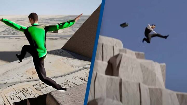 Simulation shows what would happen if you jumped from a pyramid