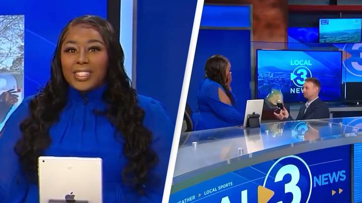 News anchor unknowingly introduces her own marriage proposal from boyfriend as next segment