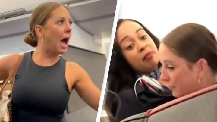 Full meltdown of woman claiming 'not real' person was on plane has been revealed in new video