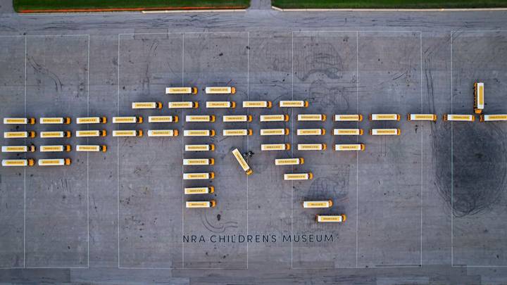 52 Empty School Buses Sent To Ted Cruz's House To Represent Children Killed By Gun Violence