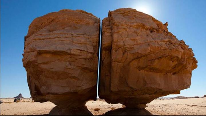 Mystery around rock formation that was split perfectly in half