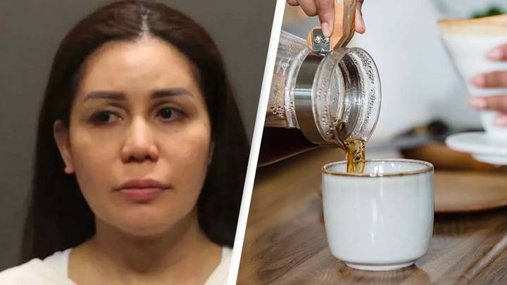 Video shows moment woman allegedly 'tried to kill husband' by poisoning his coffee with bleach