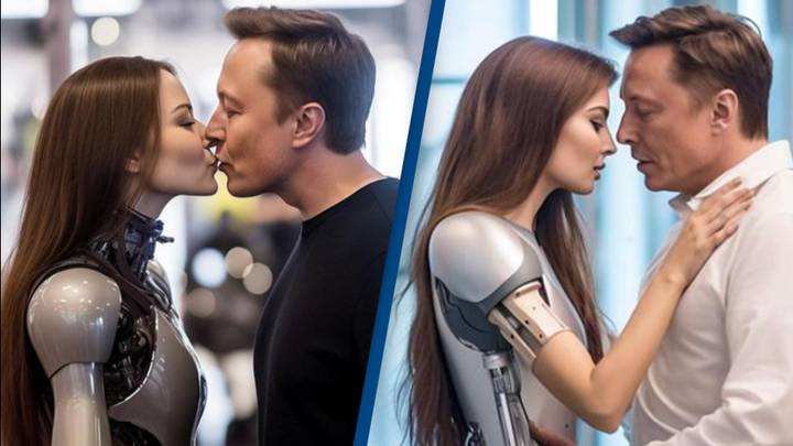 Bizarre photo of 'Elon Musk kissing a robot' is leaving the internet baffled