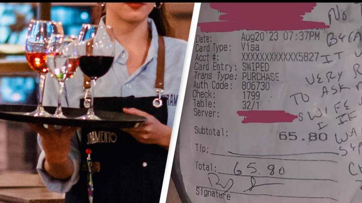 Server called 'rude' by customer in a message on a receipt