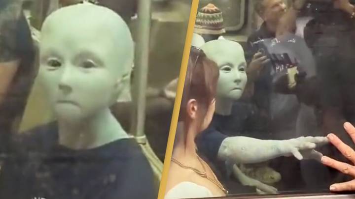 Bizarre video of ‘alien’ riding New York subway leaves people confused