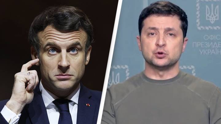People Are Cringing At French President's Attempt To Look Like Zelenskyy