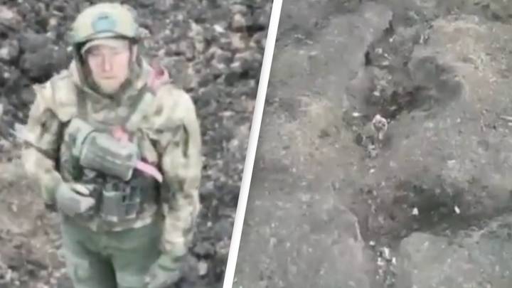 Russian soldier surrenders to Ukrainian drone before being led across No Man's Land in incredible footage