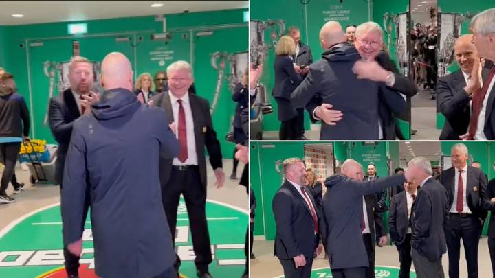 Sir Alex Ferguson waited to congratulate Erik ten Hag after he led Man United to Carabao Cup win