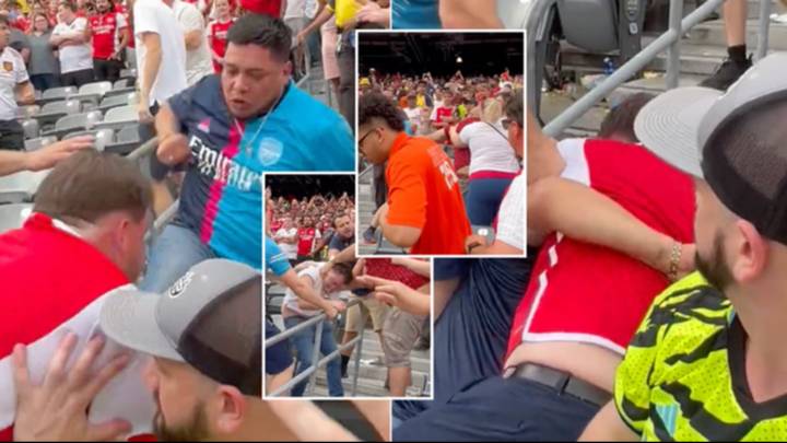 Arsenal fans filmed fighting each other in the stands during Man Utd pre-season friendly
