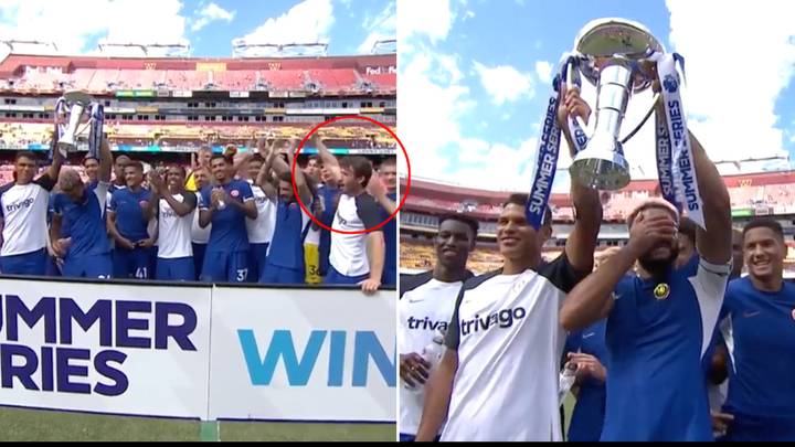 Fans convinced Ben Chilwell says Kylian Mbappe's name during Summer Series trophy ceremony