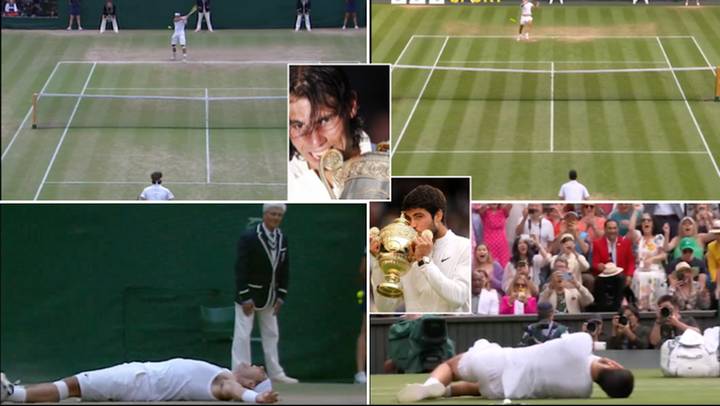 Footage shows incredible similarities between Carlos Alcaraz and Rafael Nadal’s Wimbledon-winning moments
