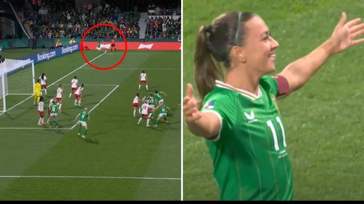 Ireland captain Katie McCabe scores directly from a corner vs Canada at Women's World Cup