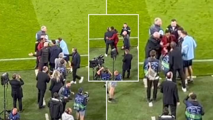 Video shows Patrice Evra in a heated discussion with Man City staff after Real Madrid win