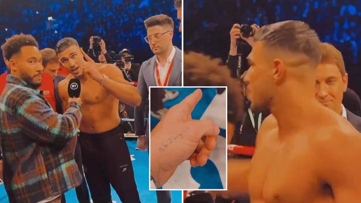 Jake Paul mocks Tommy Fury whilst he's being interviewed