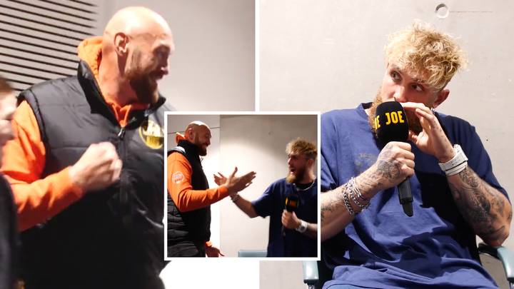 Jake Paul's 'life flashed before his eyes' as Tyson Fury gatecrashes his interview as he's trash-talking John Fury