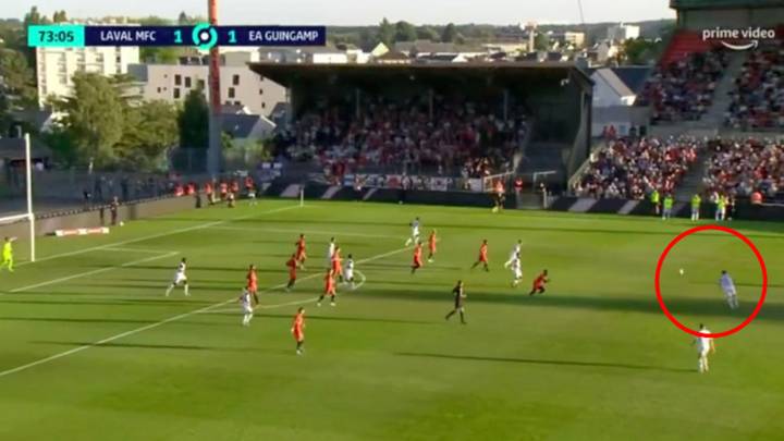 Jeremy Livolant scores spectacular volley from 40 yards out during Ligue 2 match