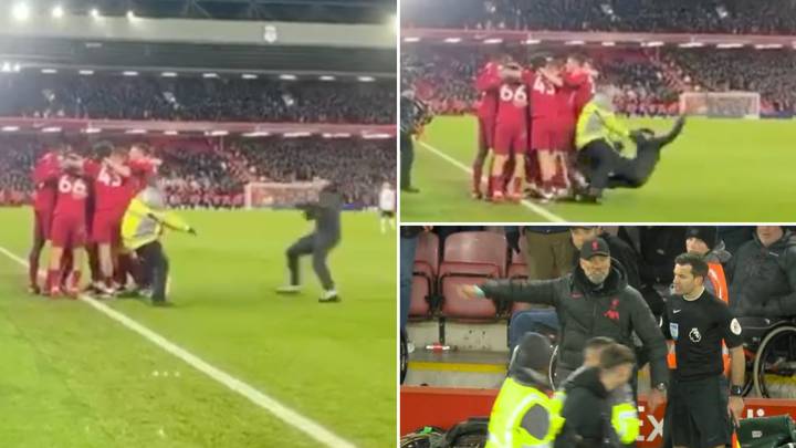 Unseen footage shows pitch invader's two-footed tackle on Andy Robertson that got him arrested