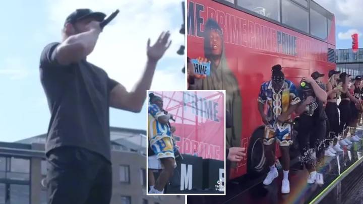 KSI and Logan Paul SET UP being hit by Prime bottles during PR event