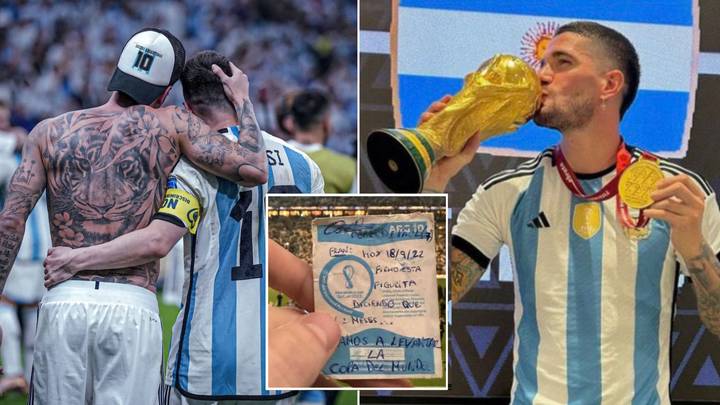 Rodrigo de Paul left a note in Lionel Messi's room two months before the World Cup